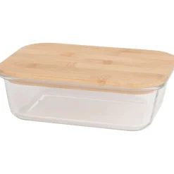Clearance Excellent Houseware Glazen Vershoudschaal Met Bamboe Deksel Bewaren & Meenemen