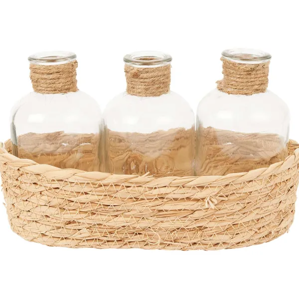 Discount Glazen Flesjes In Mandje Woonaccessoires