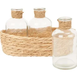 Discount Glazen Flesjes In Mandje Woonaccessoires